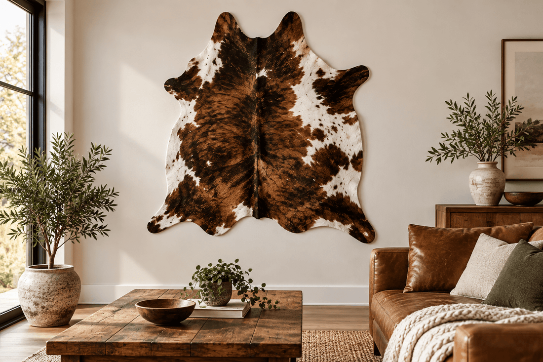 how to hang cowhide on a wall