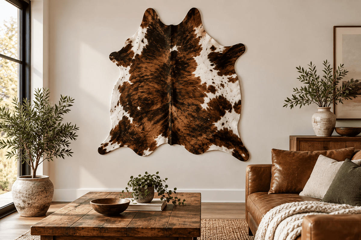 how to hang cowhide on a wall