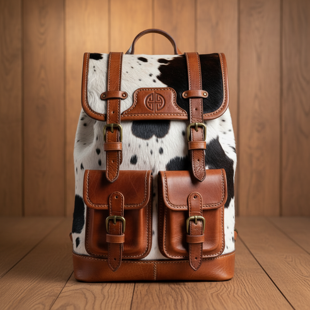 Cowhide Hair on Full Grain Leather Backpack