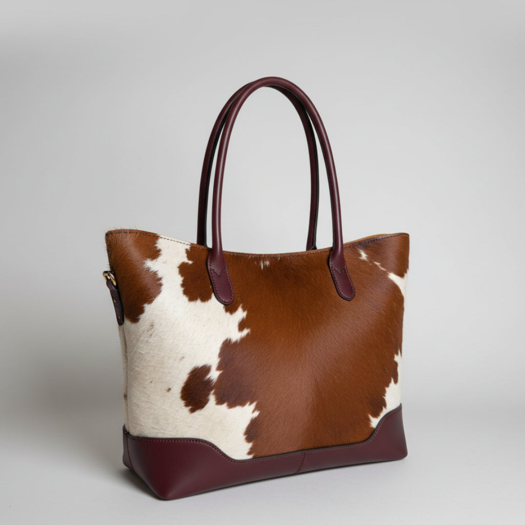 Cowhide tote purse