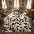 Genuine Tricolor Patchwork Cowhide Area Rug bovelo