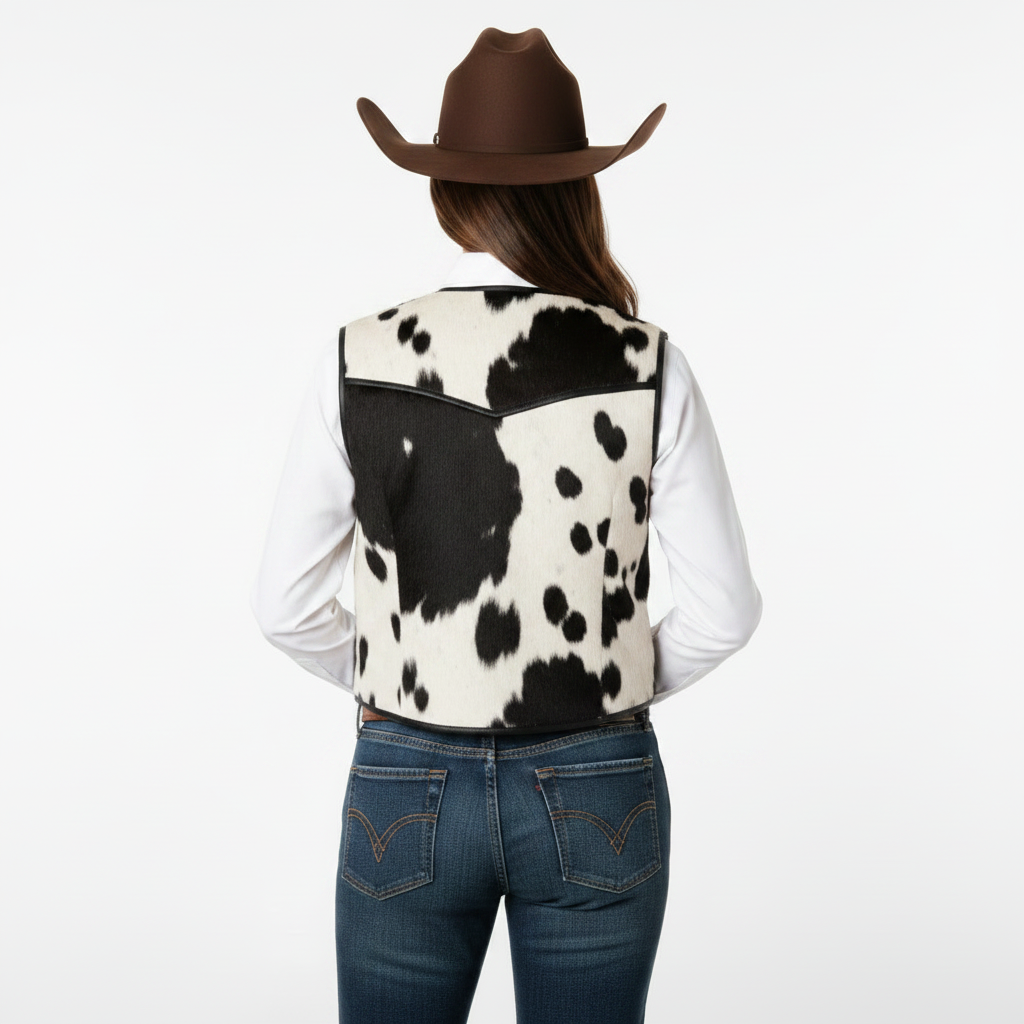 Cowboy Salt & Peper cowhide Leather Vest