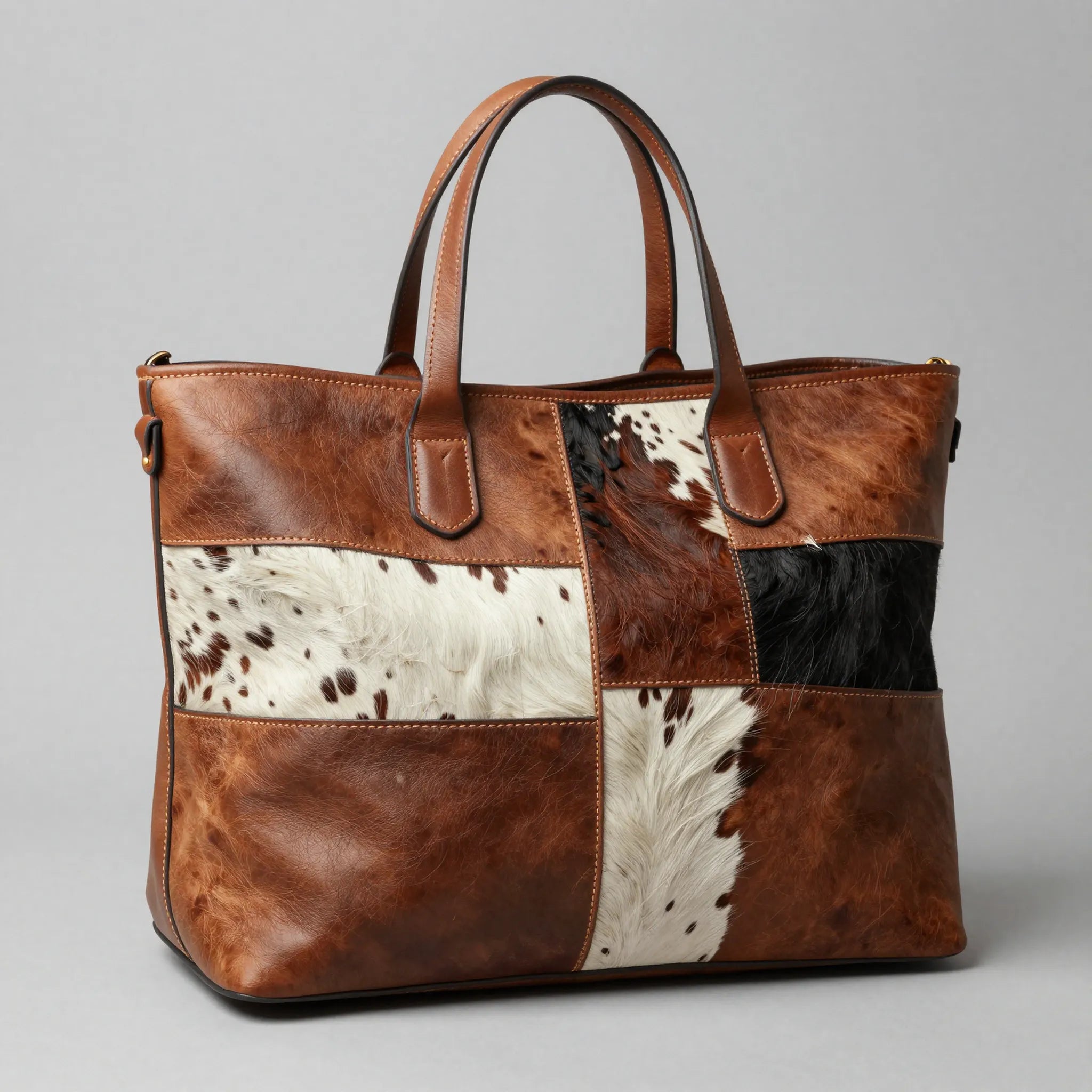 Leather Patchwork Tote Bag 