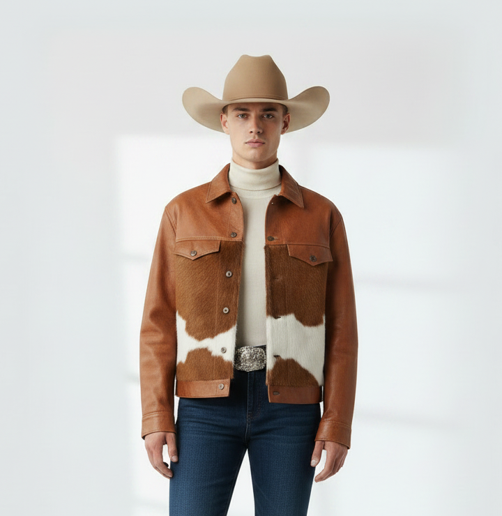 Leather trucker jacket