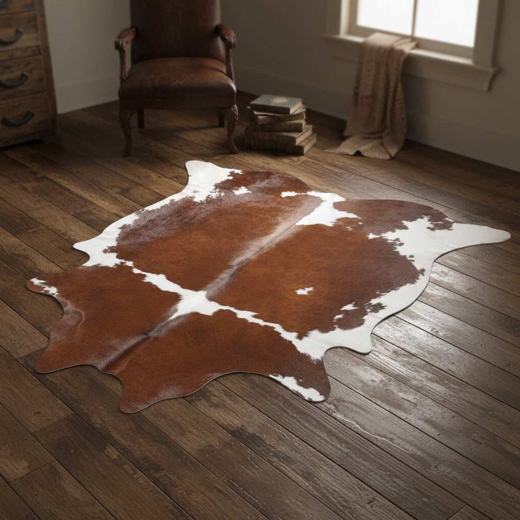 Brazilian Brown and White Cowhide