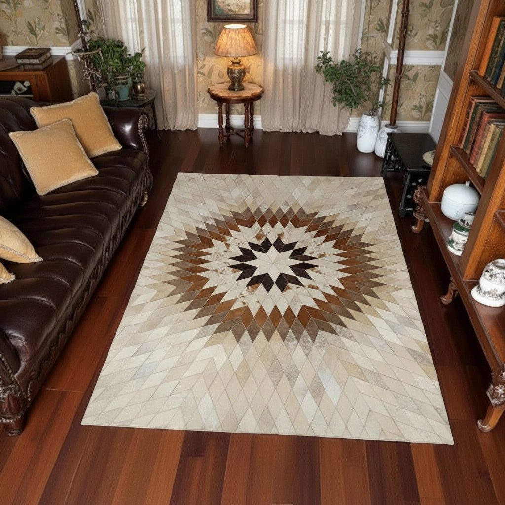 Luxury Cowhide White  Patchwork Area Rug – Rustic Luxury