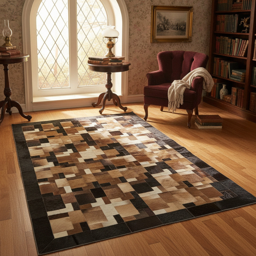 Cowhide Tricolor Area Rug – Rustic Luxury