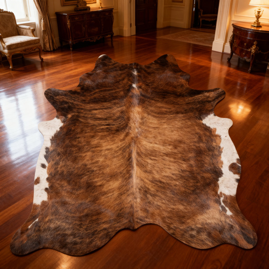 Brazilian Brindle White Belly Cowhide