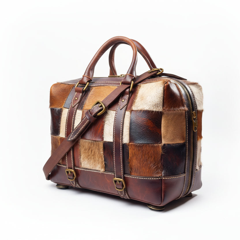 Cowhide Pachwork Leather Duffle Bag – Rustic Luxury