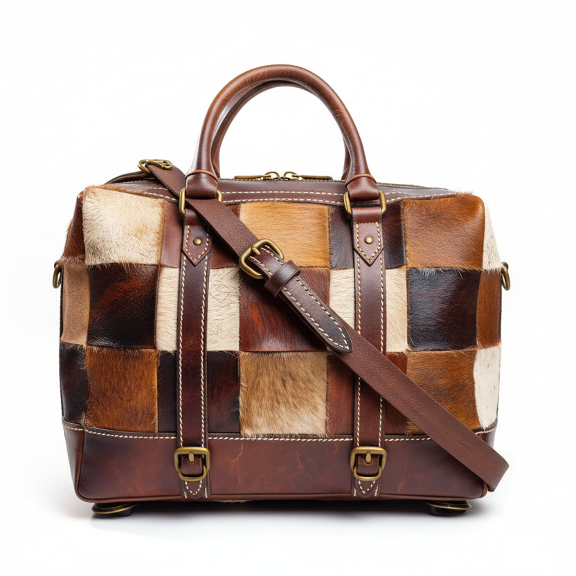Cowhide Pachwork Leather Duffle Bag – Rustic Luxury