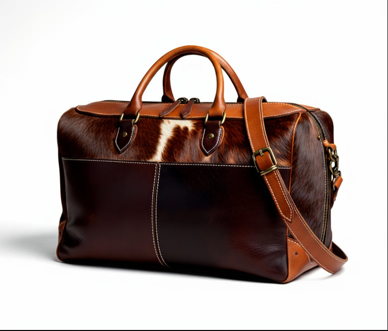 Reise-Dufflebag aus Tricolor-Rindsleder – Rustikaler Luxus
