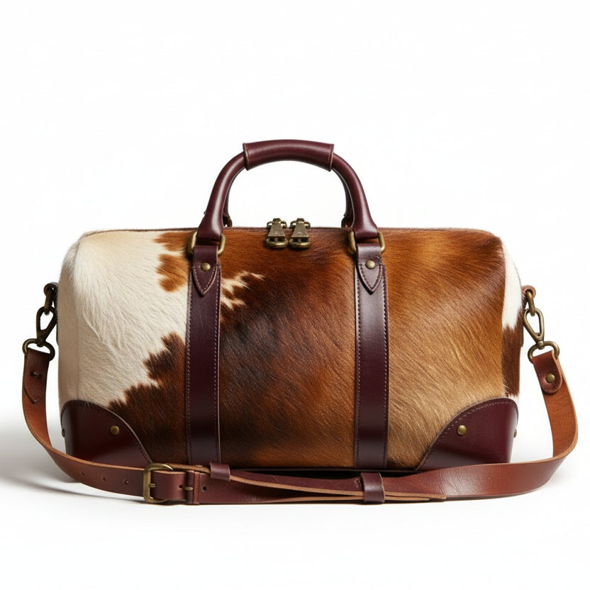 Cowhide Leather Overnight Duffle Bag – Rustic Luxury