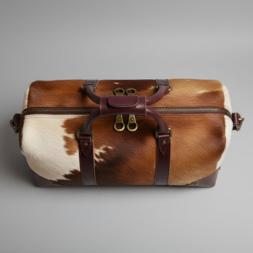 Cowhide Leather Overnight Duffle Bag – Rustic Luxury
