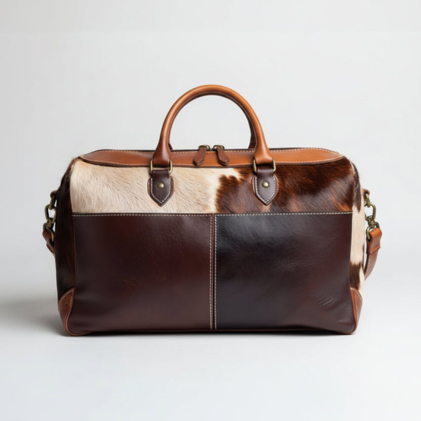 Cowhide Tricolor Leather Duffle Bag – Rustic Luxury