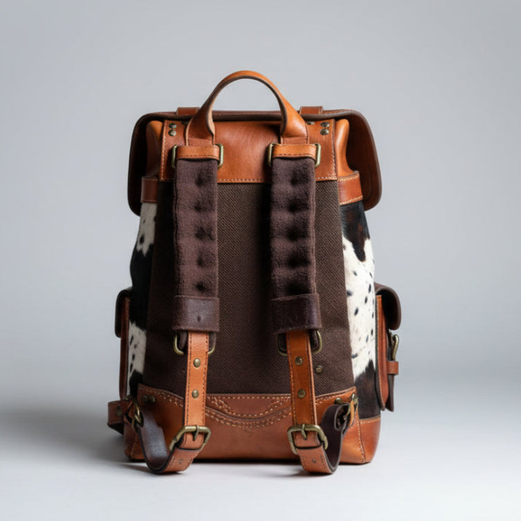 Cowhide Hair on Full Grain Leather Backpack