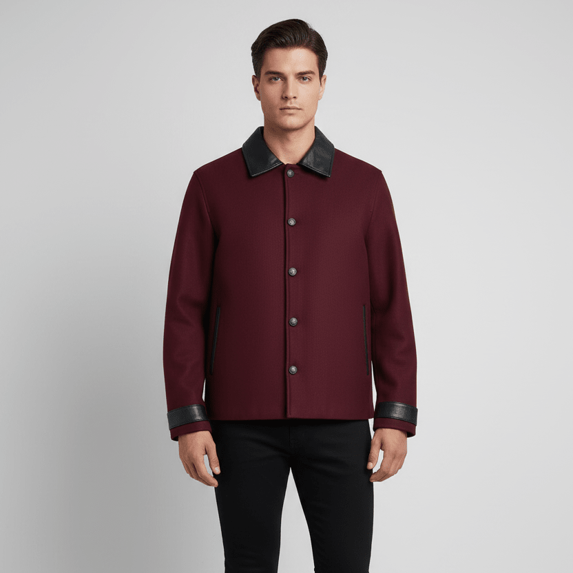 leather wool jacket