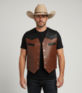 Cowboy Style leather vest - Modern Leather Vest