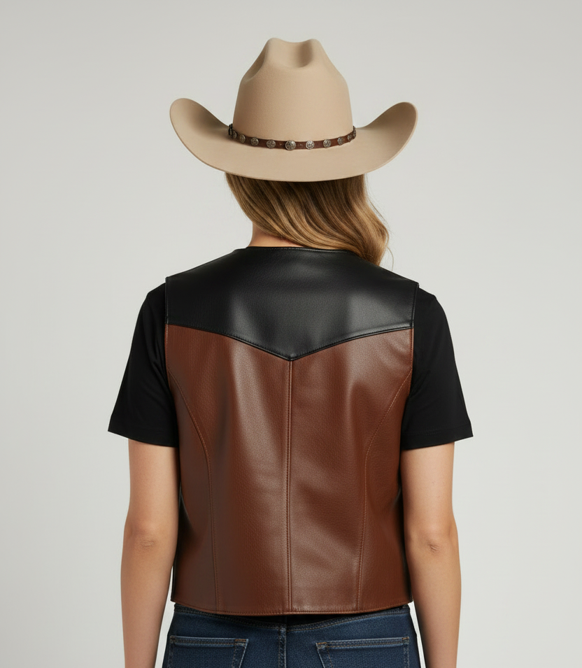 Cowboy Style leather vest - Modern Leather Vest