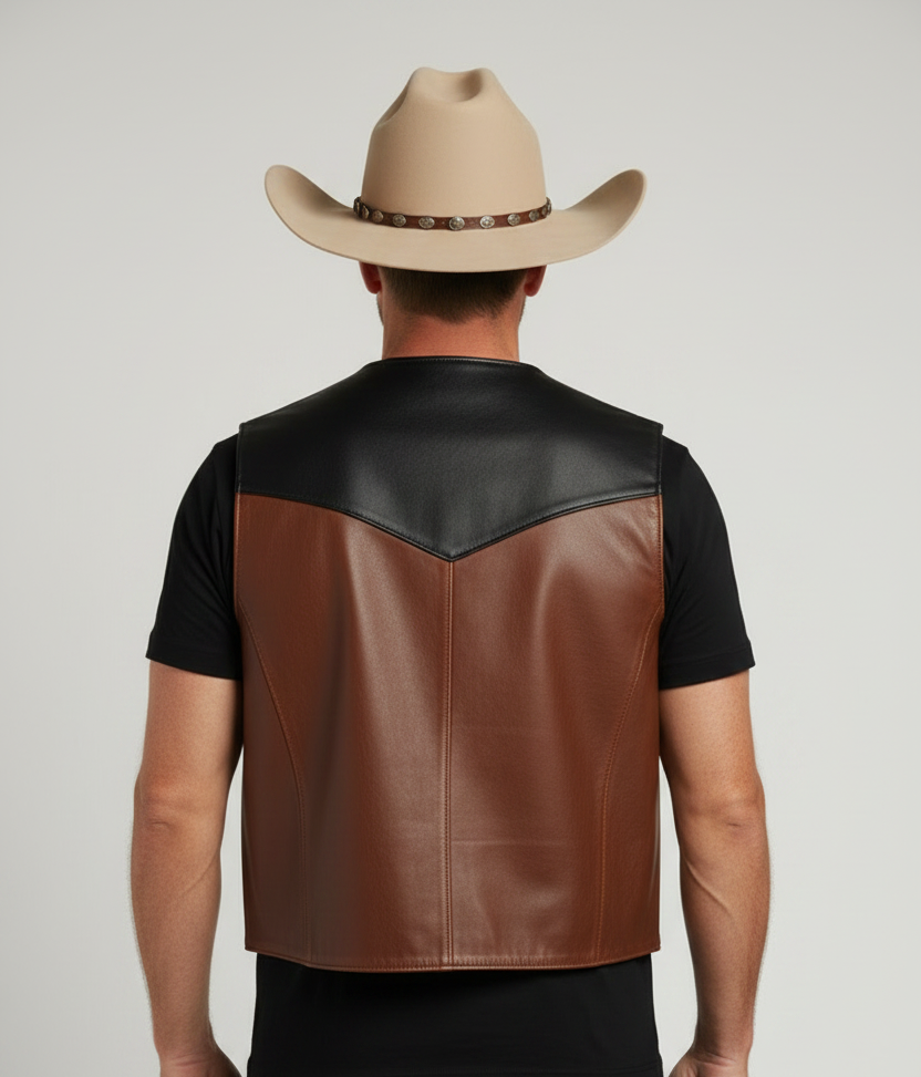 Cowboy Style leather vest - Modern Leather Vest